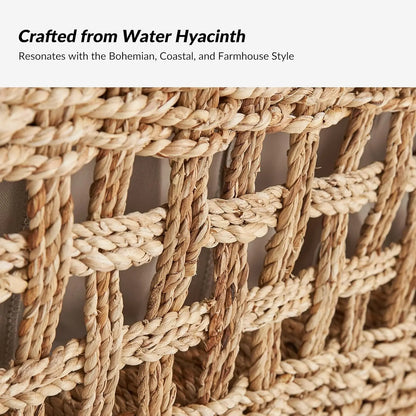Coastal Boho Rattan Storage Bench - info