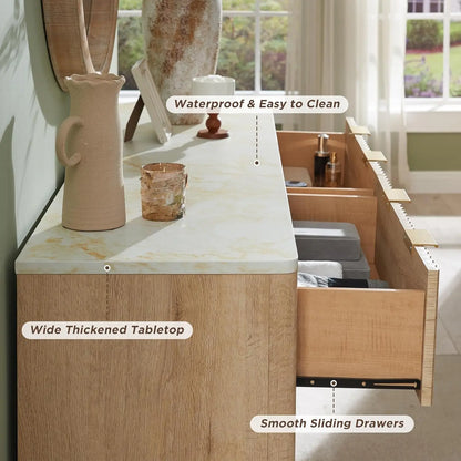 Modern Fluted 6-Drawer Dresser- side view