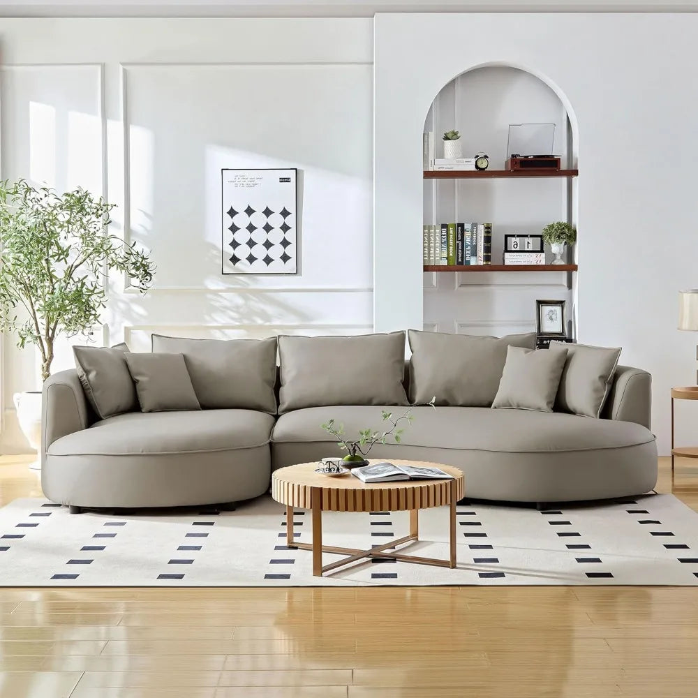 Modern Curved Boucle Sectional Sofa - grey option
