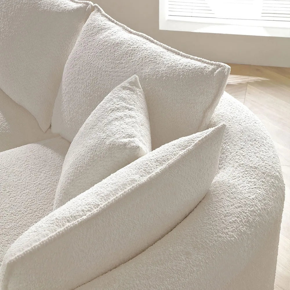 Modern Curved Boucle Sectional Sofa- fabric close up