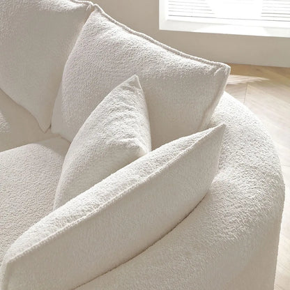Modern Curved Boucle Sectional Sofa- fabric close up