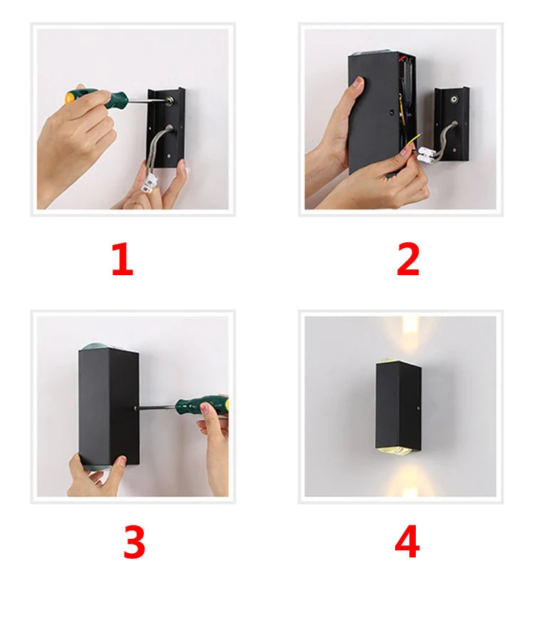 Modern Aluminum Up & Down Outdoor Wall Sconce - installation