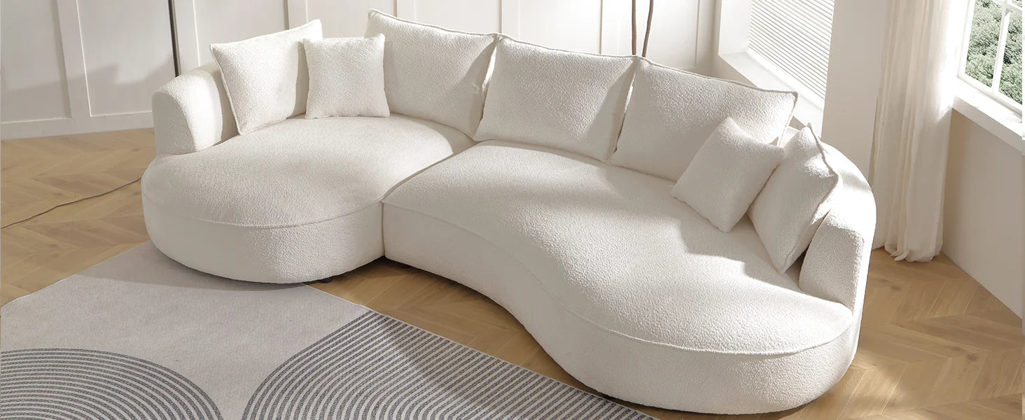 Modern Curved Boucle Sectional Sofa
