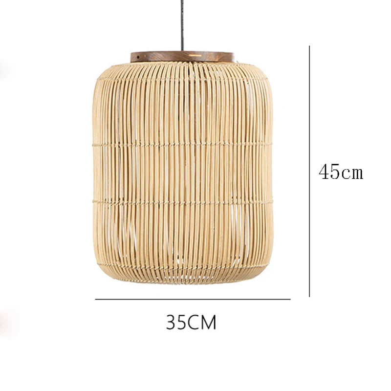 Handwoven Wabi-Sabi Rattan Pendant Light - addle dimensions