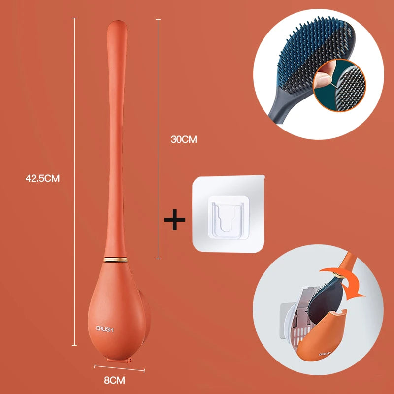 Wall-Mounted Silicone Toilet Brushes With Holder Set - KozyTrends