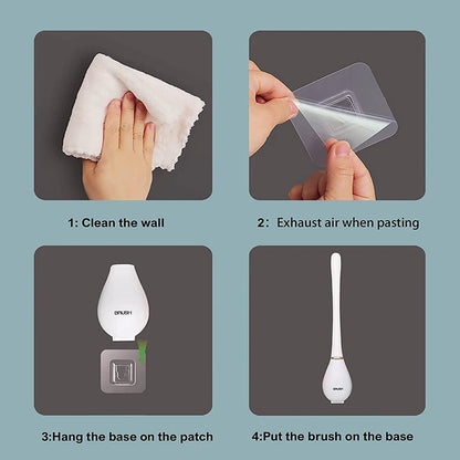 Wall-Mounted Silicone Toilet Brushes With Holder Set - KozyTrends