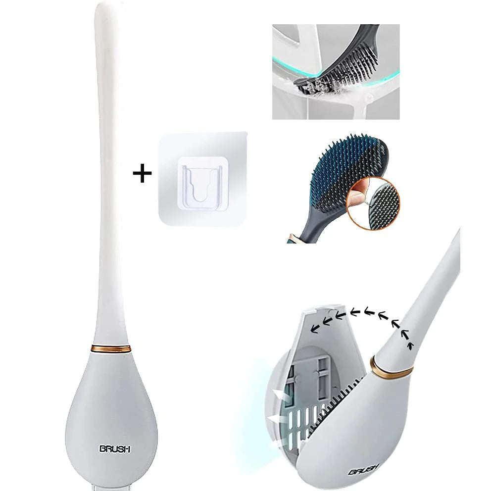 Wall-Mounted Silicone Toilet Brushes With Holder Set - KozyTrends