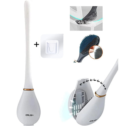 Wall-Mounted Silicone Toilet Brushes With Holder Set - KozyTrends