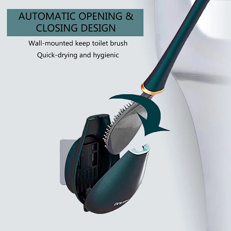 Wall-Mounted Silicone Toilet Brushes With Holder Set - KozyTrends