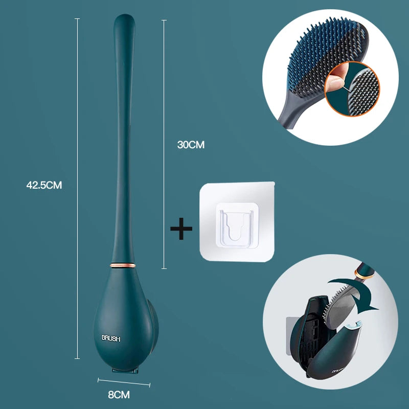 Wall-Mounted Silicone Toilet Brushes With Holder Set - KozyTrends
