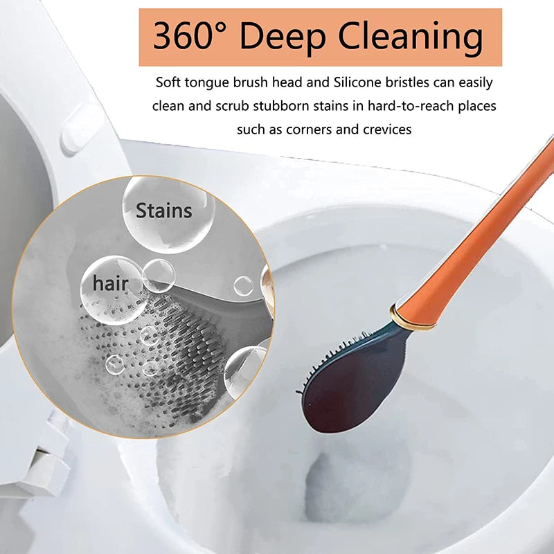 Wall-Mounted Silicone Toilet Brushes With Holder Set - KozyTrends
