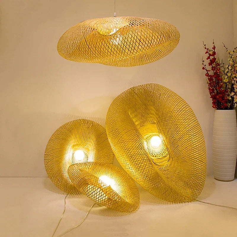 Handwoven Bamboo Pendant Light- inside