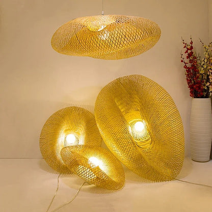 Handwoven Bamboo Pendant Light- inside