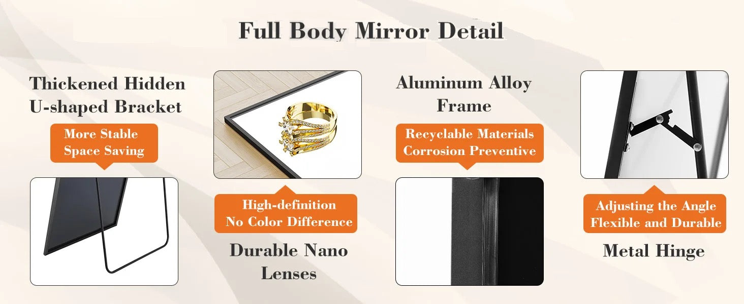64"x21" Full Length Mirror - KozyTrends